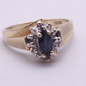 10K Gold Ring w/ Topaz & Diamonds (2 Tone)